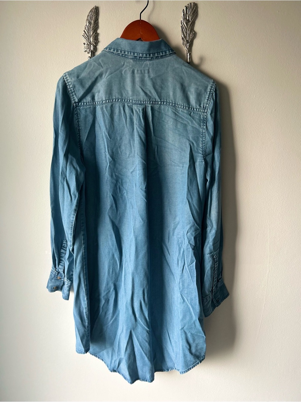 MERONA Chambray 100% Lyocell Button Front Shirt Dress Tunic Blue Large - Picture 6 of 6